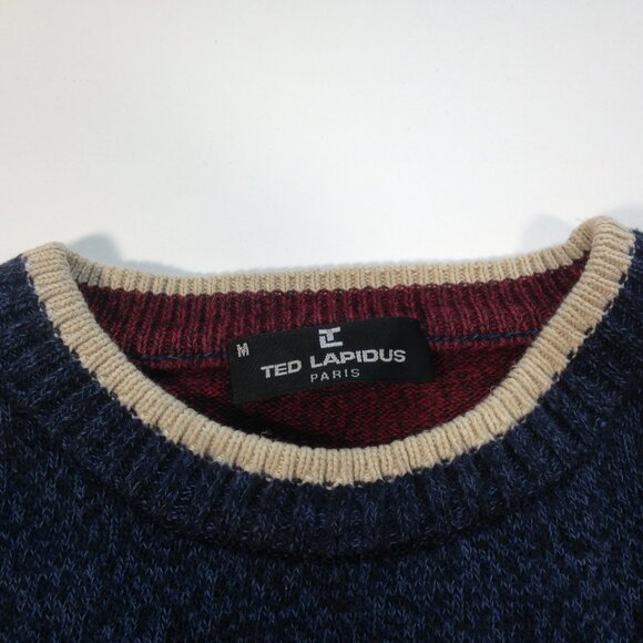 Ted Lapidus Paris Cotton Sweater Burgundy Blue Beige EXCELLENT USED CONDITION- M - Picture 7 of 9